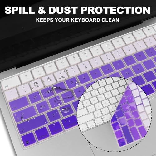 Allinside Keyboard Cover for 2026 MacBook Neo 13-inch A3404 (A18 Pro) & MacBook Air 13"/15" and MacBook Pro 14"/16" (M5 Chip), Premium Silicone Keyboard Protector Skin, US ANSI Layout, Ombre Purple - color: Ombre Purple