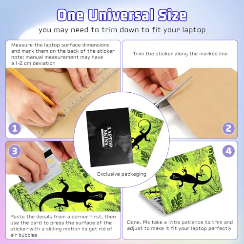 Universal Laptop Skin Sticker Decal, Compatible with MacBook HP Dell Lenovo 12"-15.6", Reusable Vinyl Notebook Cover 3PCS Set, High-Recognition Film-Tropical Gecko Lizard - color: Tropical Gecko Lizard