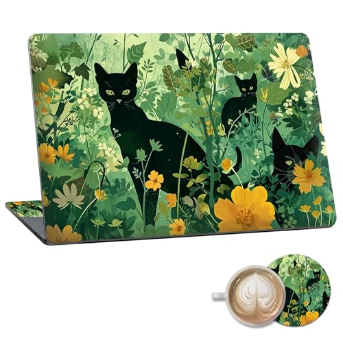 Laptop Skin Sticker Decal 15.6 Inch,12 13 13.3 14 15 15.6 in Laptop Netbook Skins for Notebook,Art Decal Removable Waterproof Scratch Resistant,Universal Vinyl Cover,Cat Plant Cute - color: Cat Plant Cute