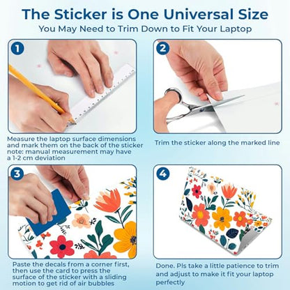 Reusable Universal Laptop Skin Sticker, Cut to Fit for 11.6–15.6 Inch Laptops, Waterproof Protective Film, No-Residue - Floral Garden - color: Floral Garden