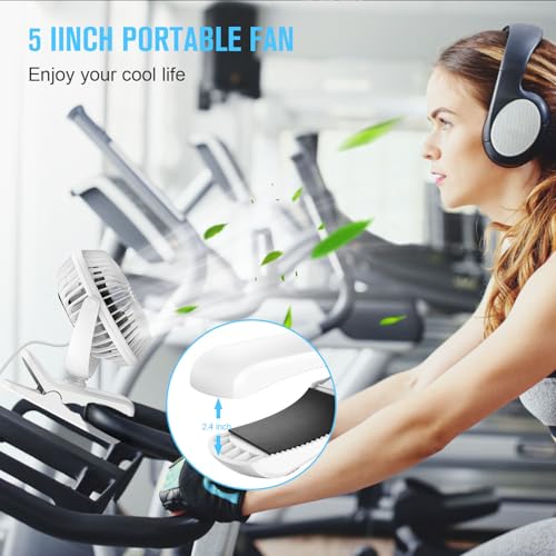 BESKAR Clip on Fan, 360° Rotation Quiet Stroller Fans with Strong Airflow,3 Speeds, Portable Small Fans with Sturdy Clamp,Perfect Personal Cooling Fan for Office Table Bedroom Kitchen - color: White