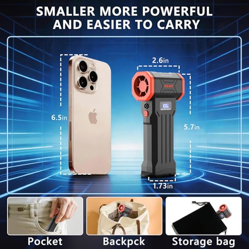 Compressed Air Duster，120000RPM Super Powered Electric Air Duster,4 Gear Adjustable Mini Turbo Blower LED Light,Rechargeable Cordless Dusters for Home Car Outdoor PC Computer Keyboard