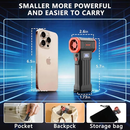 Compressed Air Duster，120000RPM Super Powered Electric Air Duster,4 Gear Adjustable Mini Turbo Blower LED Light,Rechargeable Cordless Dusters for Home Car Outdoor PC Computer Keyboard