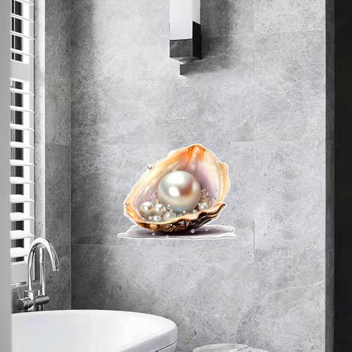 Pearl Oyster Shell Vinyl Decal Sticker, 10.6 x 8.6 in, Waterproof, for Cars, Laptops, Glass, and Walls, 2-Piece Set #MT010A
