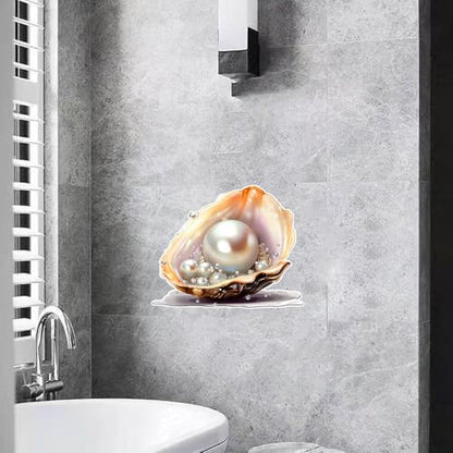 Pearl Oyster Shell Vinyl Decal Sticker, 10.6 x 8.6 in, Waterproof, for Cars, Laptops, Glass, and Walls, 2-Piece Set #MT010A