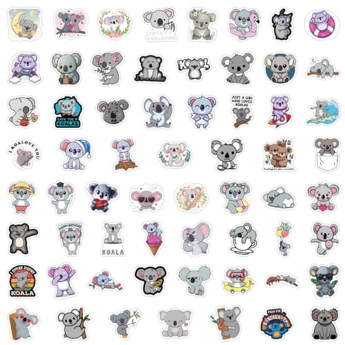60pcs Cartoon Koala Stickers for Kids Journals,Lovely Aesthetic Vinyl Decals for Teens Laptops Water Bottle Suitcase Skateboard Phone Pad (Koala) - color: Koala