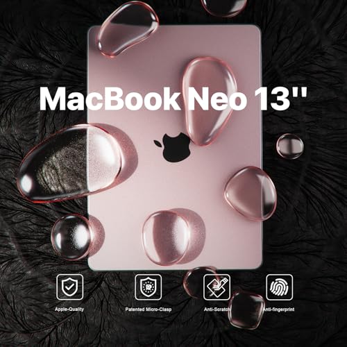 Soonjet for MacBook Neo 13 inch Case 2026 A3404 Hard Shell + Keyboard Cover | Official Blush Clear, Anti Scratch & Fingerprint, Pink Matte, Protective Mac Laptop Cover, Thin & Lightweight, Plastic - color: Frost Blush