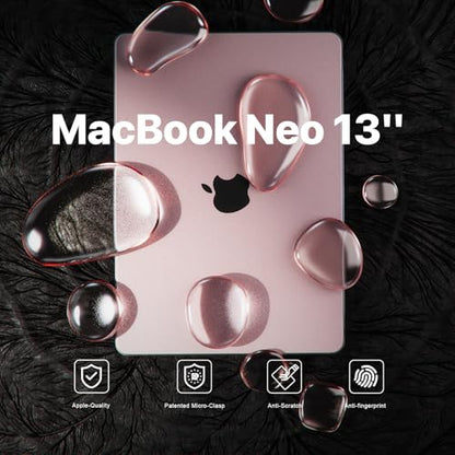 Soonjet for MacBook Neo 13 inch Case 2026 A3404 Hard Shell + Keyboard Cover | Official Blush Clear, Anti Scratch & Fingerprint, Pink Matte, Protective Mac Laptop Cover, Thin & Lightweight, Plastic - color: Frost Blush