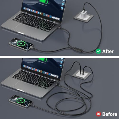 2-in-1 USB C to USB C Cable 140W,4ft Fast Charging Cable Compatible with iPhone 16/15 Series/MacBook Pro/Samsung Series and All USBC Device