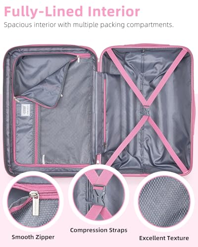 LARVENDER Carry on Luggage 22x14x9 Airline Approved, Expandable 20 Inch Hardside Large Suitcase with Wheels TSA Lock, Lightweigh PC+ABS Travel Carry-on Suitcases for Women and Men, Peach Sparkling - color: Peach-Sparkling (XL-BP), size: 3 Piece Set (Backp