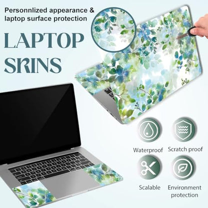 SUPERDANT Laptop Skin Sticker Watercolor Leaves Laptop Decals Personalized Universal Notebook Computer Wrap Vinyl Skin Stickers Cover Art Decal Removable 12-15.6 in Waterproof Scratch-Resistant Gifts - style: Flowers and Grasses