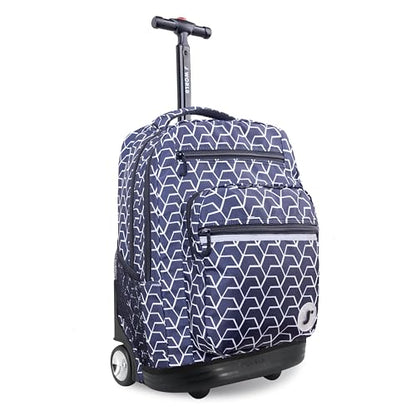 J World Sundance Laptop Rolling Backpack for Girls Boys. Roller Bookbag with Wheels, 20 Inch, Line - color: Black,white