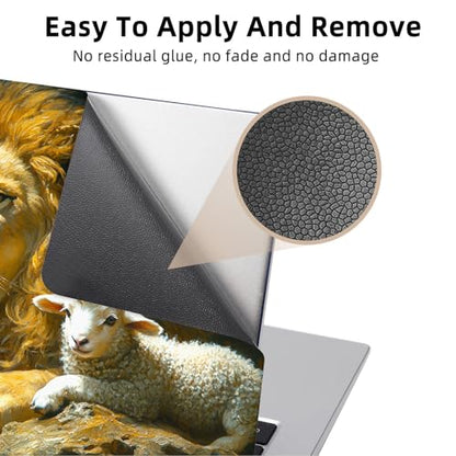 Aesthetic Laptop Skin Cover,12-15.6 Inch Universal Vinyl Sticker Decal,Waterproof Scratch-Resistant Notebook Wrap,Removable Residue-Free Protector,Lion and Lamb - color: Lion And Lamb
