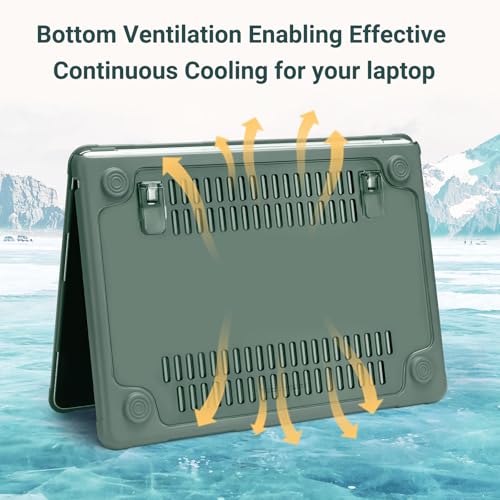 MOSISO Compatible with MacBook Air 13 inch Case M5 M4 M3 M2, Emerald Green | 4 in 1 Kit Anti-Crack Hard Shell with Kickstand for MacBook Air 13.6 inch Case 2026-2022 A3449 A3240 A3113 A2681 - color: Emerald Green
