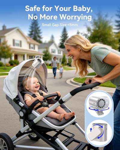 Clip-On Portable Fan with Ice Cooling, 20000 RPM Rechargeable Handheld Turbo Fan, 360° Rotating Detachable Clip, Mini Stroller Fan for Baby, Compact Travel Essentials, Summer Gifts for Women,White - color: White