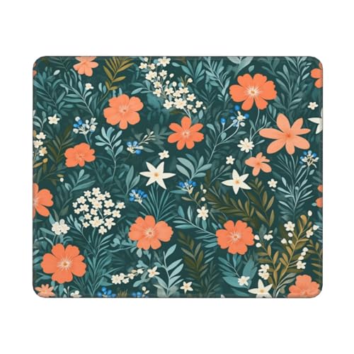 Green Flower Gaming Computer Keyboard Cute Mouse Pad with Anti-fray Stitching, Premium-Textured Alfombrilla para Mouse with Non-Slip Rubber Base, 10 x 12 inch - color: Green Flower