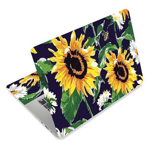 Laptop Skin Sticker Decal for 12 13 13.3 14 15 15.6 in, Universal Vinyl Waterresistant Protector Cover for Notebook PC Netbook, Computer Decor for Women Girls Sunflower & Bee - color: Sunflower & Bee