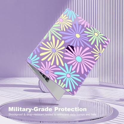 Teryeefi Hard Shell for MacBook Air 13 inch M4 M3 M2 Fit Model A3240/A3113/A2681, Clear Purple Protective Case with Keyboard Cover Trackpad Film for 2022-2025 MacBook Air 13.6, Cute Flowers 133 - color: Cute Flowers 133
