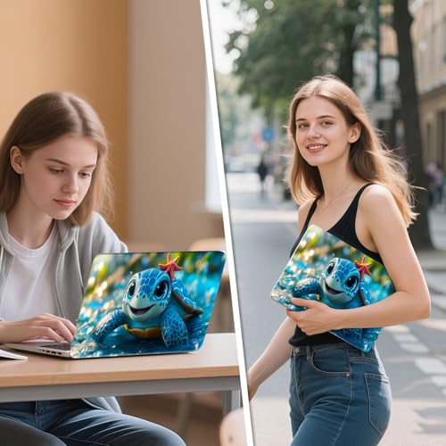 Universal Laptop Skin Sticker Decal, 12"-15.6" Aesthetic Vinyl Wrap, Cute Sea Turtle Starfish Water Waterproof Notebook Cover Art Protector for MacBook HP Dell Lenovo, Fits 13" 14" 15" 15.6" - color: Cute Sea Turtle Starfish Water