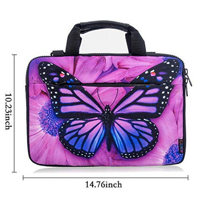 icolor Canvas 13 Inch Laptop Shoulder Case, Messenger Briefcase, Protective Carrying Bag Sleeve Fits 11.6" 12" 12.9" 13.3" Computer/Ultrabook/Notebook (Big Purple Butterfly) - color: Csh-02