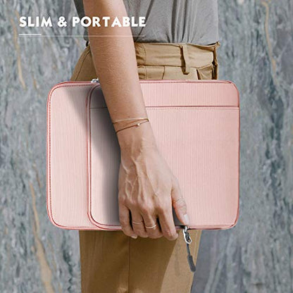 MoKo 13.3-14 Inch Laptop Sleeve Bag Carrying Case with Accessory Pocket | Fits MacBook Pro 14-inch M3/M2, MacBook Pro 13-inch M2/M1, MacBook Air 13.6-inch M2 and Surface Pro 9/8, Pink - color: Pink, size: 13.3-14 Inch