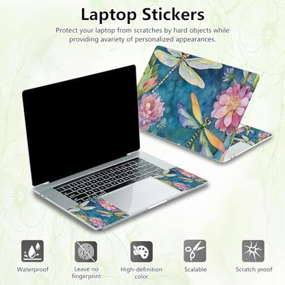 Laptop Skin Sticker Decal, Universal Reusable Vinyl Laptop Cover for 12" 13" 13.3" 14" 15" 15.4" 15.6" Notebook PC, Waterproof Scratch-Resistant with 2 Wrist Pads, Easy to Apply & Remove,Dragonfly - color: Dragonfly