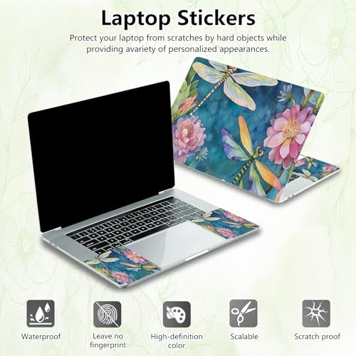 Laptop Skin Sticker Decal, Universal Reusable Vinyl Laptop Cover for 12" 13" 13.3" 14" 15" 15.4" 15.6" Notebook PC, Waterproof Scratch-Resistant with 2 Wrist Pads, Easy to Apply & Remove,Dragonfly - color: Dragonfly
