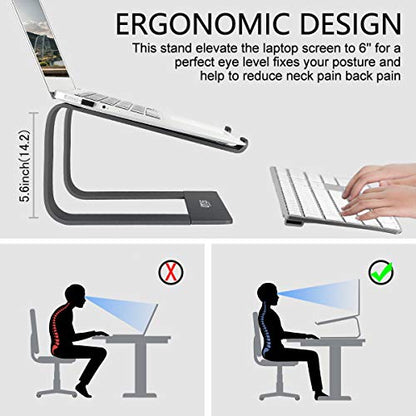 Urmust Laptop Stand for Desk - Ergonomic Computer Stand Riser Holder for MacBook Air Pro, Dell, HP, Lenovo, Samsung, Alienware Laptops 11-15.6" (Black, Up to 15.6" Laptop) - color: D-Black