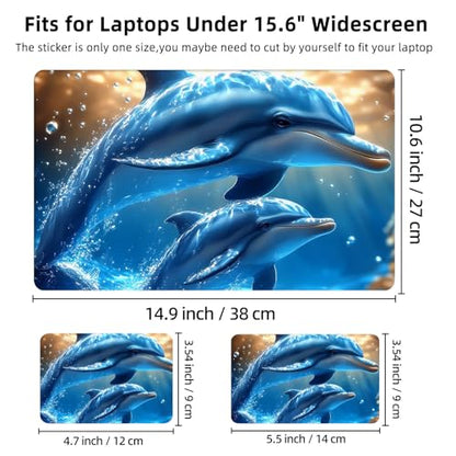 Aesthetic Laptop Skin Cover,12-15.6 Inch Universal Vinyl Sticker Decal,Waterproof Scratch-Resistant Notebook Wrap,Removable Residue-Free Protector,Dolphin Ocean Life - color: Dolphin Ocean Life