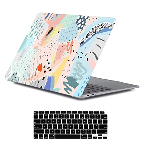 LanBaiLan Laptop Plastic Hard Shell Protective Case, Compatible for New MacBook Air 13 inch 2020 2019 2018 Release A2337 M1 A2179 A1932 Retina Display with Touch ID & Keyboard Cover, Graffiti - color: Graffiti