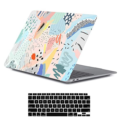 LanBaiLan Laptop Plastic Hard Shell Protective Case, Compatible for New MacBook Air 13 inch 2020 2019 2018 Release A2337 M1 A2179 A1932 Retina Display with Touch ID & Keyboard Cover, Graffiti - color: Graffiti