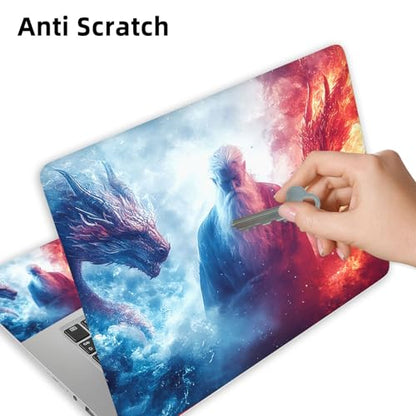 Aesthetic Laptop Skin Cover,12-15.6 Inch Universal Vinyl Sticker Decal,Waterproof Scratch-Resistant Notebook Wrap,Removable Residue-Free Protector,Dragon Wizard Fire - color: Dragon Wizard Fire