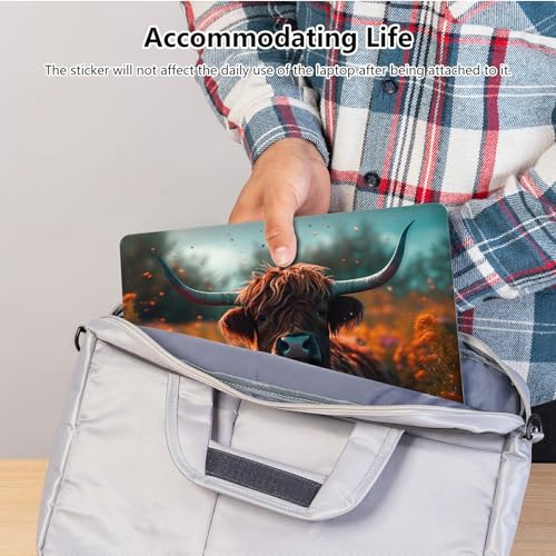Universal Laptop Skin Sticker with 2 Wrist Pad Skins, Waterproof Scratch Resistant Vinyl Laptop Cover Decal, Cut to Fit for 11–15.6 Inch MacBook HP Dell Lenovo, Highland Cow - color: Highland Cow