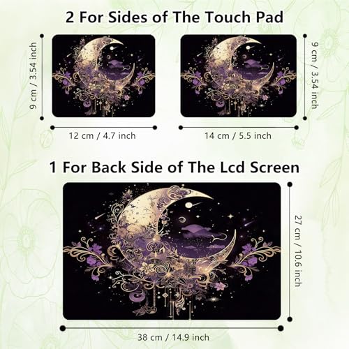 Laptop Skin Sticker Decal, Universal Reusable Vinyl Laptop Cover for 12" 13" 13.3" 14" 15" 15.4" 15.6" Notebook PC, Waterproof Scratch-Resistant with 2 Wrist Pads, Easy to Apply & Remove,Art Moon - color: Art Moon