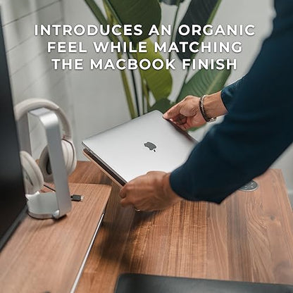 HumanCentric Laptop Riser for Desk, Black Walnut Wood Top & Space Gray Base | Compatible with MacBook & Laptops Up to 16 Inches, Ergonomic Computer Holder, 25-Degree Angle Tilt, Aluminum Base - color: Black Walnut