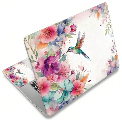 Laptop Skin Sticker Decal, Universal Reusable Vinyl Laptop Cover for 12" 13" 13.3" 14" 15" 15.4" 15.6" Notebook PC, Reusable Waterproof Scratch-Resistant with 2 Wrist Pads,Art Watercolor Hummingbird - color: Art Watercolor Hummingbird