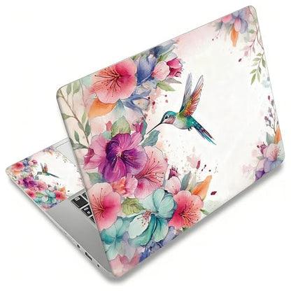 Laptop Skin Sticker Decal, Universal Reusable Vinyl Laptop Cover for 12" 13" 13.3" 14" 15" 15.4" 15.6" Notebook PC, Reusable Waterproof Scratch-Resistant with 2 Wrist Pads,Art Watercolor Hummingbird - color: Art Watercolor Hummingbird