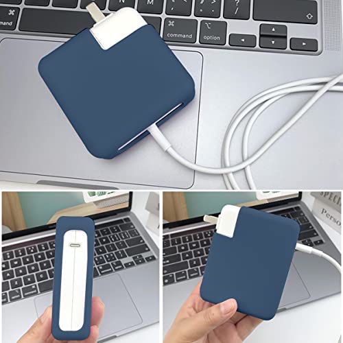 Soft Silicone 140W Charger Protector Case Sleeve for 2026 MacBook Pro 16 inch A3428 A3429 A3186 A3403 A2991 A2780 A2485 M5 M4 M3 M2 M1 Chip 2024-2021, 140W Power Adapter Cover, Navy Blue - color: Navy Blue