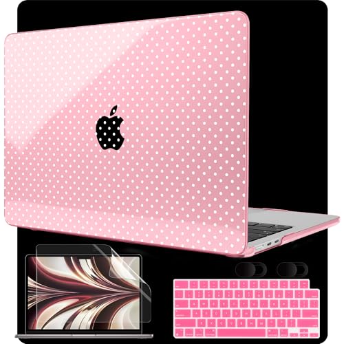 MEEgoodo Case for M5/M4/M3/M2 MacBook Air 13 inch Case 2026 2025 2024 2022, Fit Model A3449/A3240/A3113/A2681, Laptop Hard Shell Compatible with MacBook Air 13.6-inch, Cherry Blossom Pink&Polka Dots - color: Cherry Blossom Pink&Polka Dots
