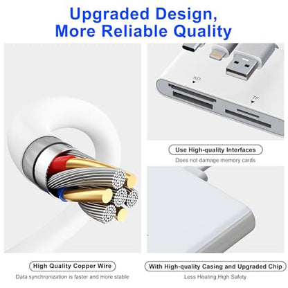 OTG Memory Stick Pro Duo Adapter, 4-in-1 USB C/Lightning/USB-A to SD/TF/XD/MS Card Reader for Sony Lexar Sandisk, Plug & Play Digital Camera Card Reader for iPhone 14/15/16/17/Android/Mac/PC/Pad