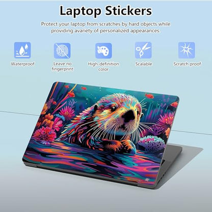 Universal Laptop Skin Sticker with 2 Wrist Pad Skins, Waterproof Scratch Resistant Vinyl Laptop Cover Decal, Cut to Fit for 11–15.6 Inch MacBook HP Dell Lenovo, Bank Beaver - color: Bank Beaver