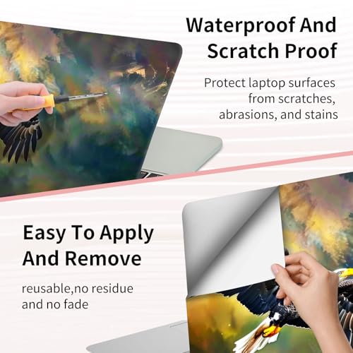 15.6 Inch Laptop Skin Sticker, Reusable Vinyl Cover Protector with 2 Wrist Pad Skins, Removable Waterproof Scratch-Resistant for 12-15.6 Inch Laptop Notebook,Majestic Bald Eagle - color: Majestic Bald Eagle