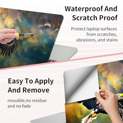 15.6 Inch Laptop Skin Sticker, Reusable Vinyl Cover Protector with 2 Wrist Pad Skins, Removable Waterproof Scratch-Resistant for 12-15.6 Inch Laptop Notebook,Majestic Bald Eagle - color: Majestic Bald Eagle