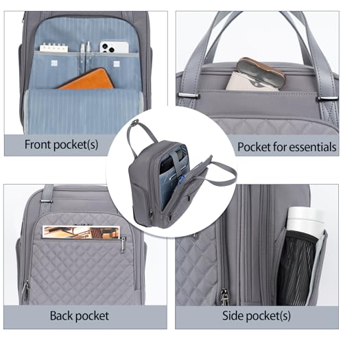 EMPSIGN Underseat Carry On Wheeled - 16" Carry on Bag with Wheels Multi-functional Lightweight Rolling Bag Overnight Weekender Small Suitcase for Women Men Travel Business, Dark Grey - color: Dark Grey