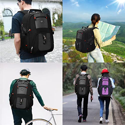 SHRRADOO Extra Large Travel Laptop Backpack for Men, Work College Backpacks | Fit 17 Inch Laptops, with Combination Lock, Carry On Flight Approved, 50L Big Bags, Business Backpack ,High Schoolbag - color: Grey