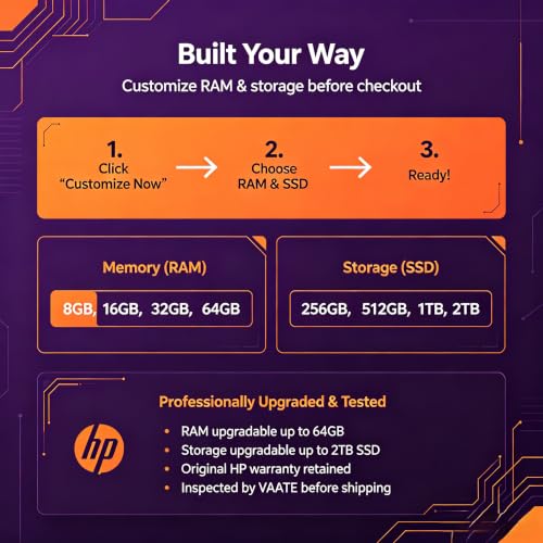 Customized HP 15.6" HD Touchscreen Laptop, i3, 8GB RAM 256GB SSD | Windows 11 Home | RAM Upgradable to 64GB | Storage Upgradable to 2TB | Webcam with Dual Microphone | Retains HP Warranty
