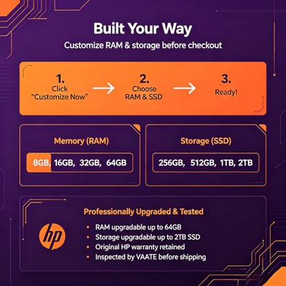 Customized HP 15.6" HD Touchscreen Laptop, i3, 8GB RAM 256GB SSD | Windows 11 Home | RAM Upgradable to 64GB | Storage Upgradable to 2TB | Webcam with Dual Microphone | Retains HP Warranty
