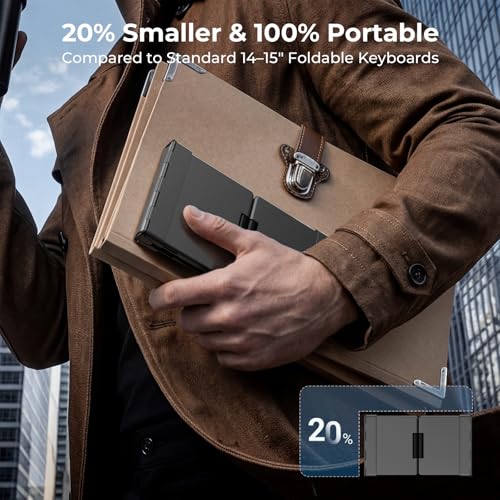 iClever Foldable Keyboard with Touchpad, BK08 Portable Tri-Folding Bluetooth Keyboard for iPad, iPhone, Windows, Mac & Android — Connect Up to 3 Devices | Multi-Touch Trackpad, Pocket-Sized, Aluminum Build, 3-Device Bluetooth Switching, USB-C Charging, fo