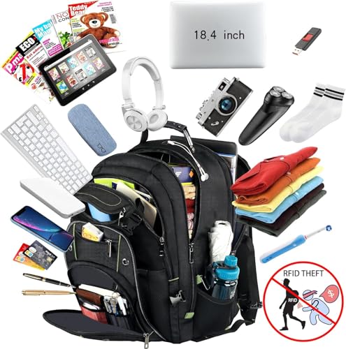 VECKUSON 18.4 Laptop Backpack for Men, 55L Extra Large Gaming Laptops Backpack,TSA Friendly Flight Approved and RFID Anti-Theft Pocket - color: Green
