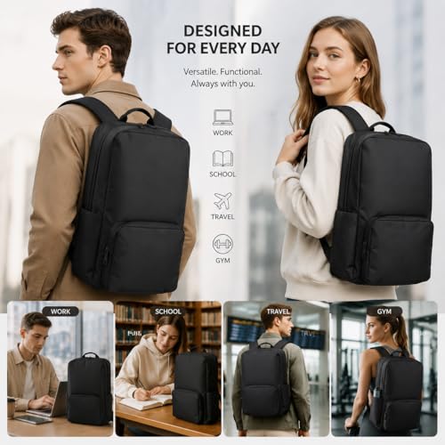 Laptop Backpack for Women & Men, 15.6" Laptop and Tablet Bag with Tumbler Holder – Lightweight, Durable Travel & Work Backpacks, Black - color: Backpack 02 Black